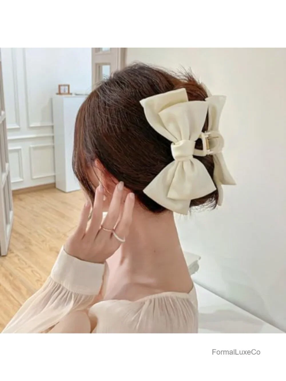Satin Bow Hair Claw Clips 3 PCS Large 5.9